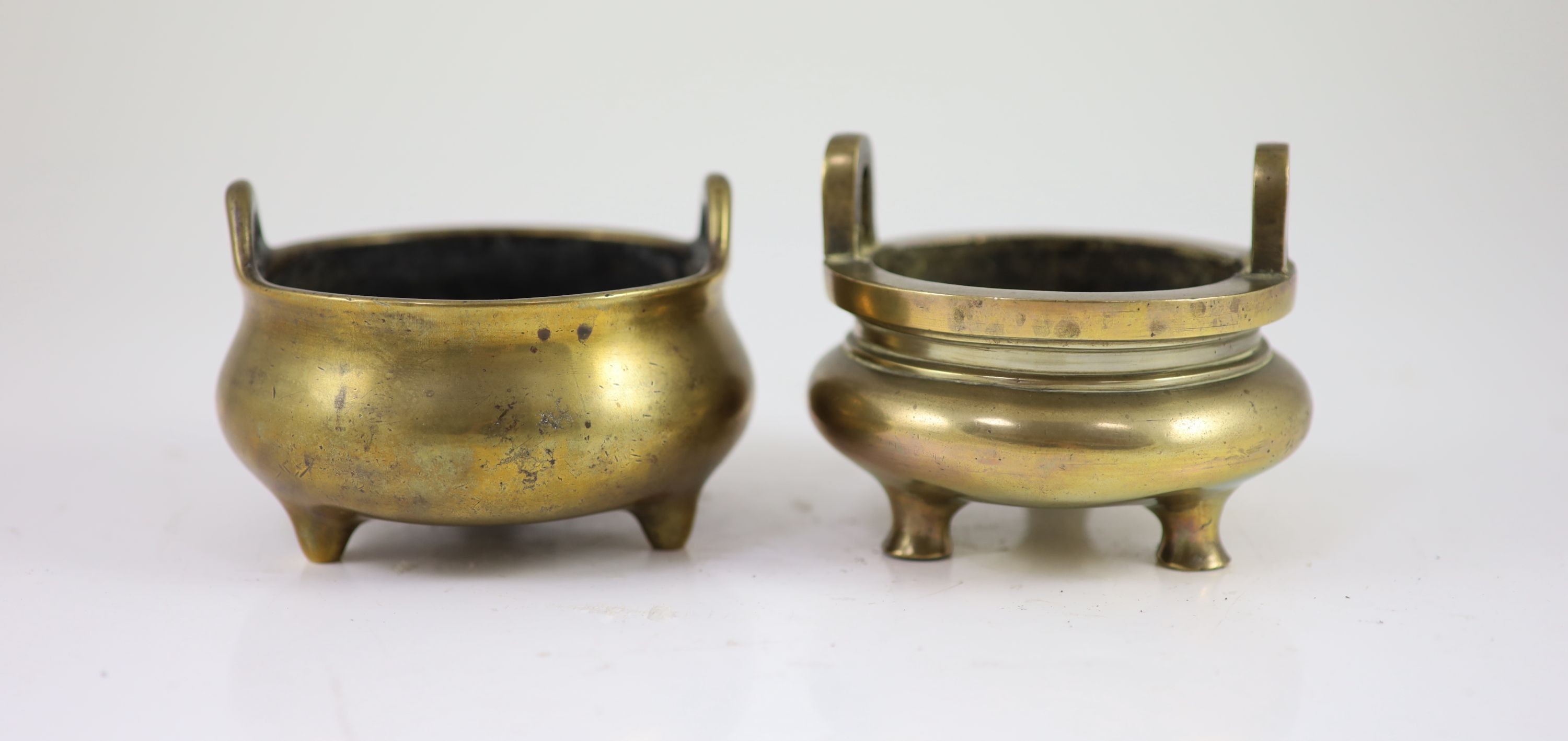 Two Chinese bronze tripod censers, 18th and 19th century